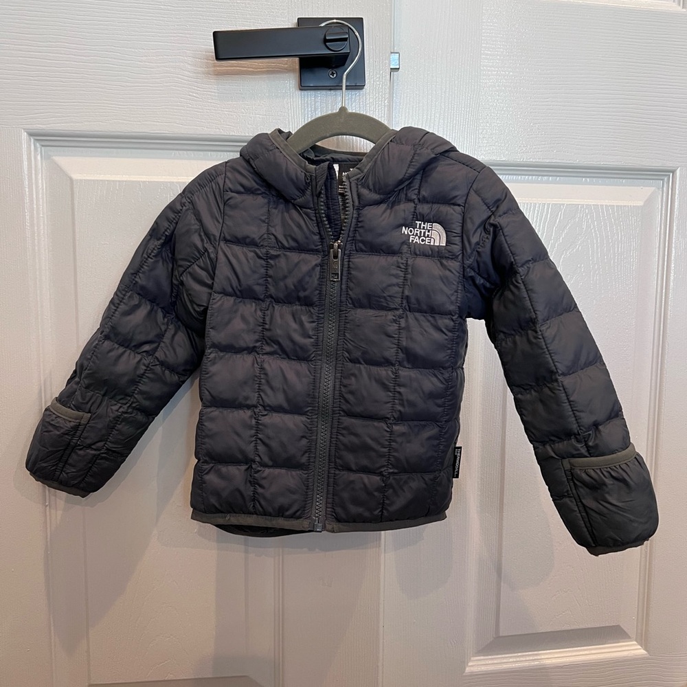 The North Face Gray Thermoball Hooded Baby Jacket